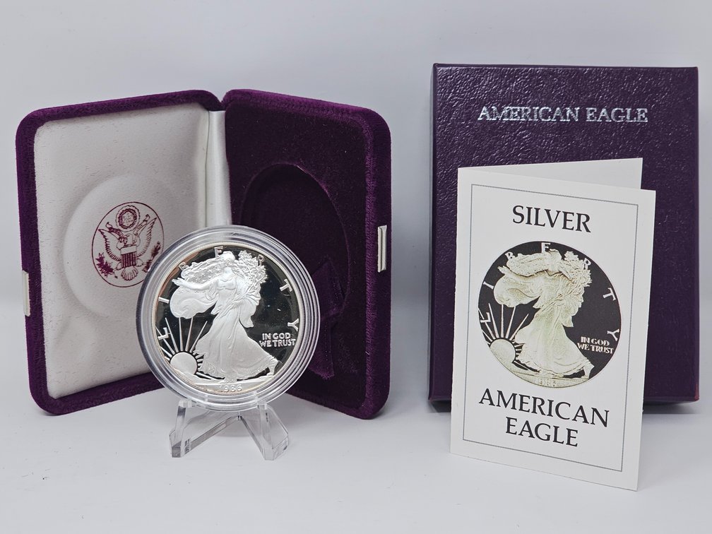 1986-S American Silver Eagle Proof Dollar - Box and COA Included 