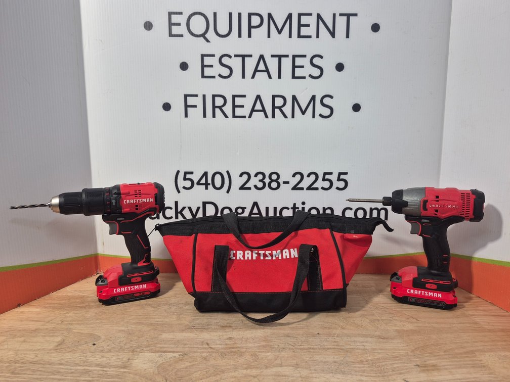  Craftsman V20 1/2" Cordless Hammer Drill - Craftsman V20 Impact Driver and Carry Case (Worked When Tested No Charger)