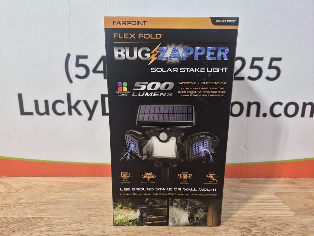 Farpoint Flex Fold Bug Zapper Solar Stake Light 500 Lumens 