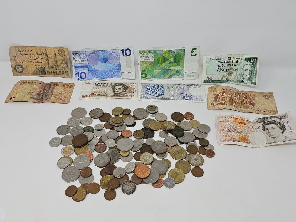 Assorted Foreign Coins and Currency - 135 Coins - Currency Notes