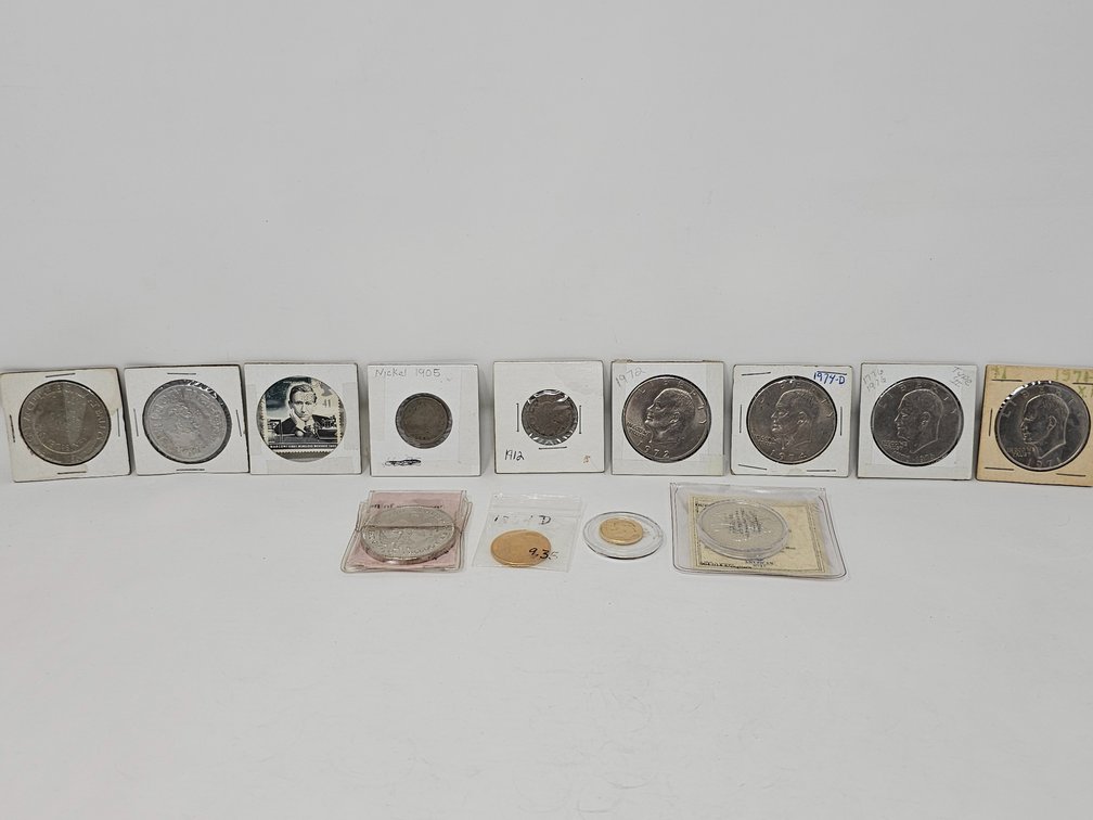 Eisenhower Dollars - Victory Nickels - Casino Tokens - Antique Stamp - Gold Plated US Coins - Commemorative Medals