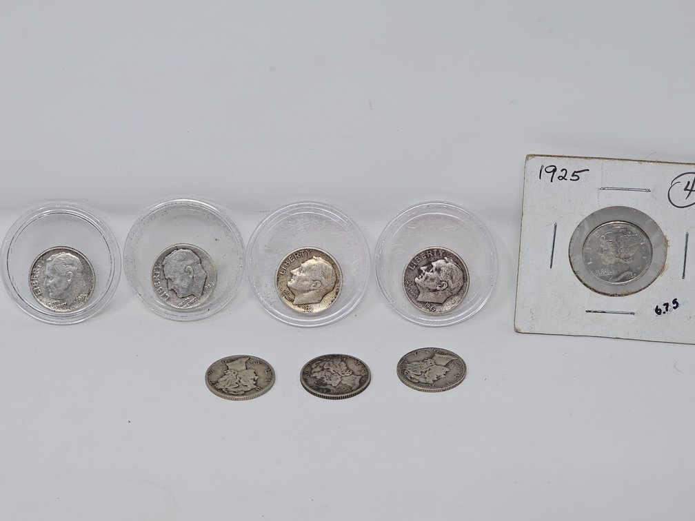 (8) Silver Dimes - Roosevelt and Mercury Dimes - 8 Included 