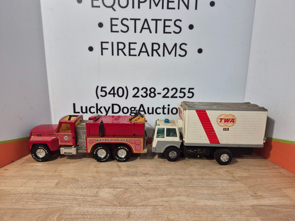 Vintage Nylint Fire Truck and TWA Truck