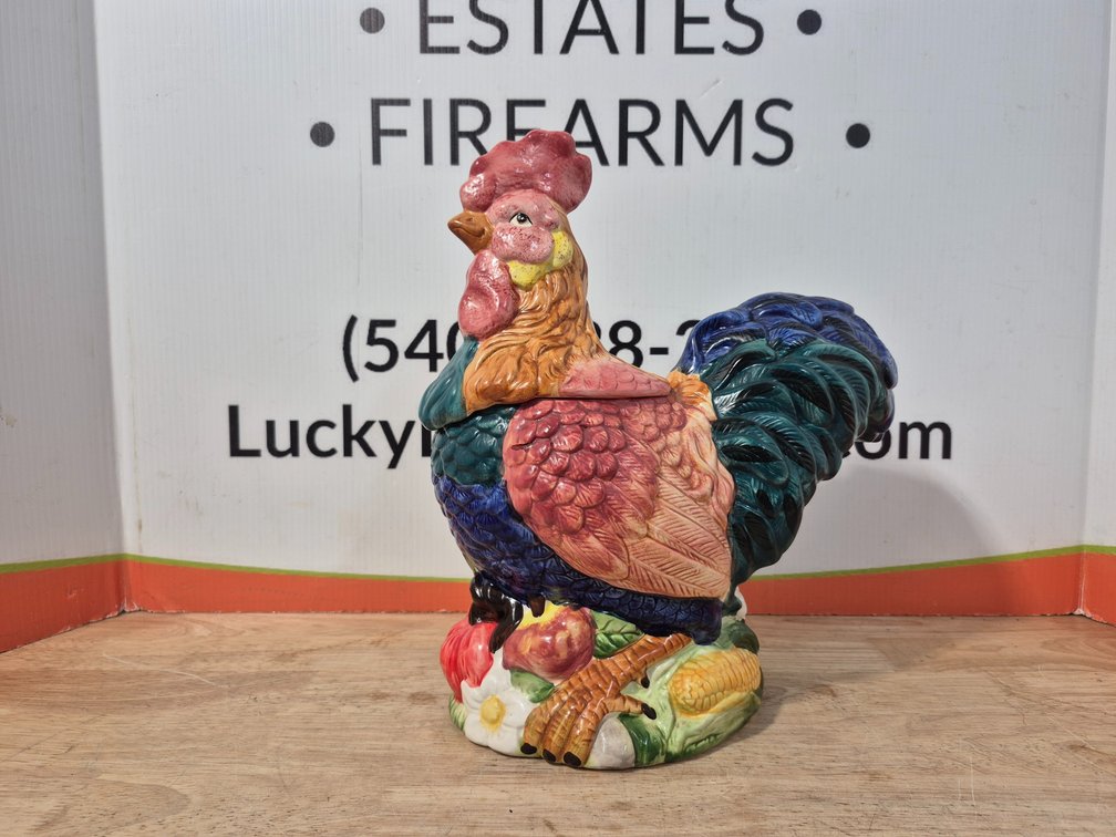 Rooster Cookie Jar Measures - 14" Tall × 12.5" Wide × 7" Deep