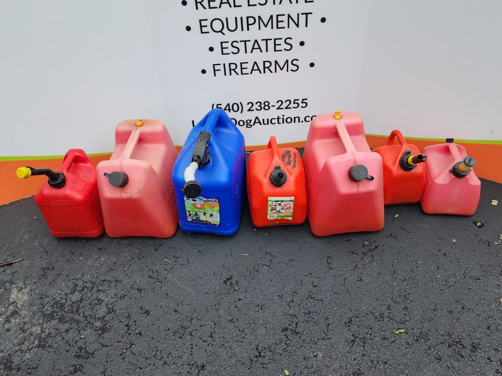 (7) Fuel Cans - Various Sizes and Styles