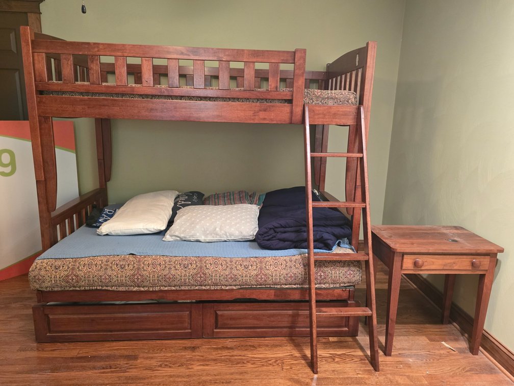 Wooden Bunk Bed w/ Nightstand - 70" T x 84" W x 42" D - Bring Tools & Help to Move