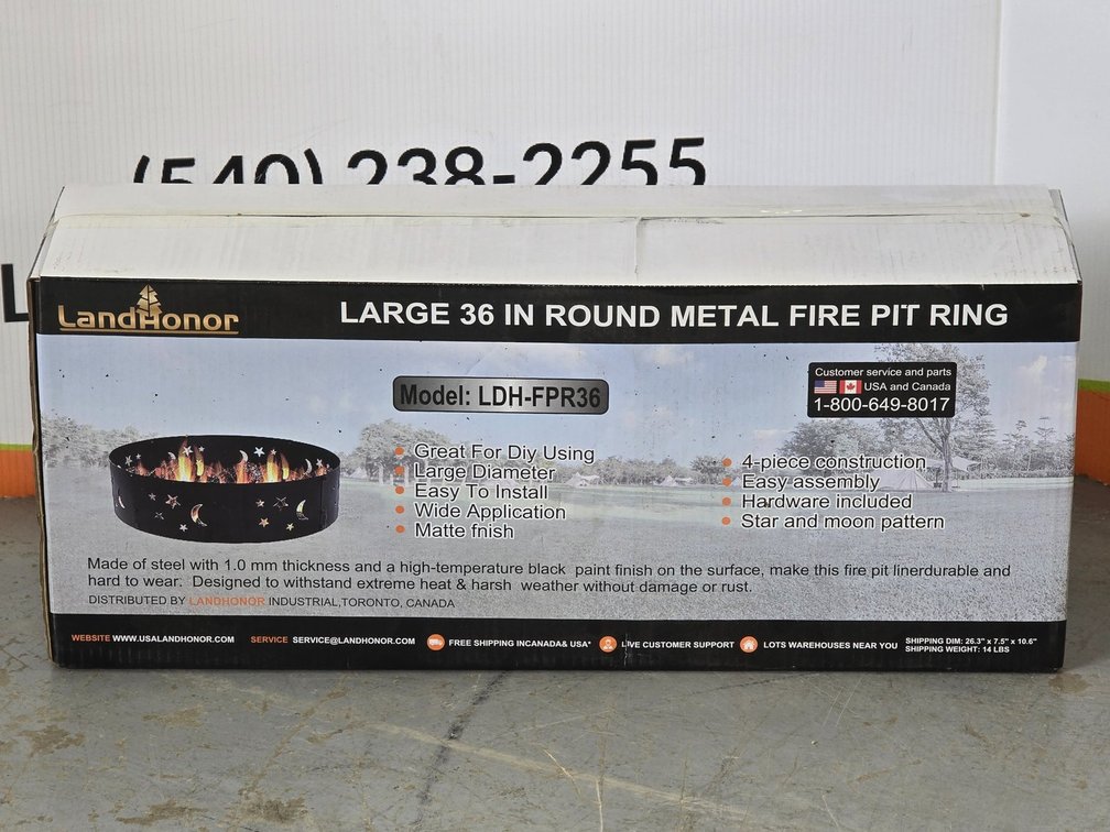 Unused Landhonor 36" Round Metal Fire Pit Ring - LDH-FPR36 