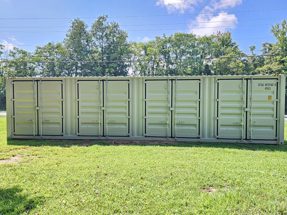 40' High Cube (9' 6" Tall) Cargo Container w/ 4 Sets of Double Side Doors 