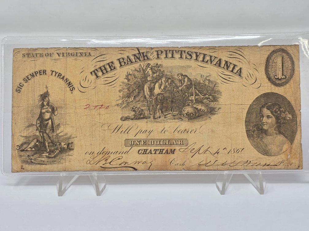 1861 Bank of Pittsylvania - Chatham $1.00 Note 