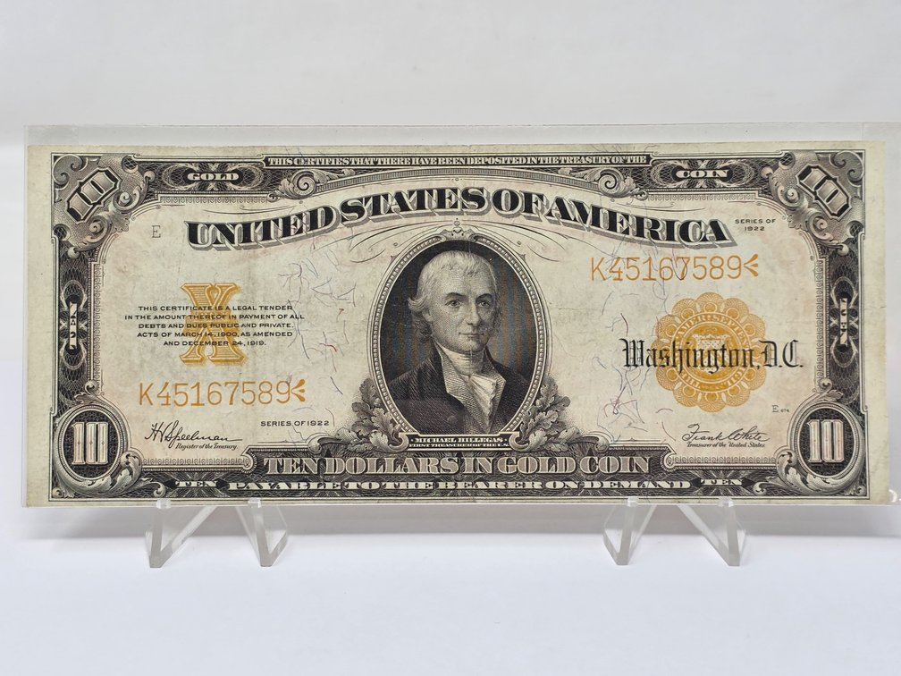 1922 - Washington, D.C. Ten Dollar Gold Certificate 