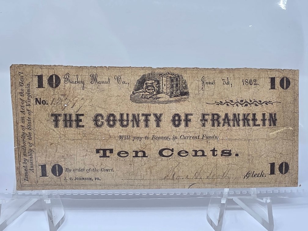 1862 Franklin County 10 Cent Note