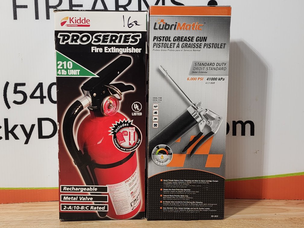 Kiddie Pro Series Fire Extinguisher - Lubri Matic Pistol Grease Gun 