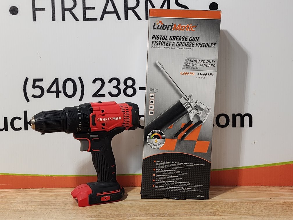 Craftsman V20 Cordless Drill - Lubri Matic Pistol Grease Gun 