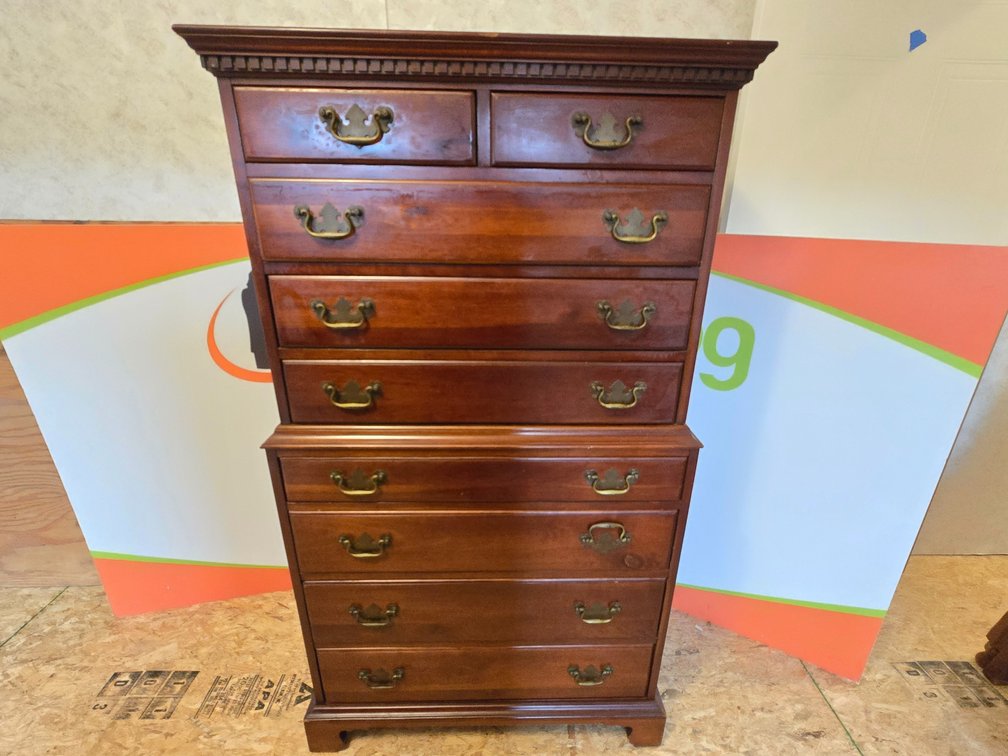 Davis Cabinet Co Cherry Chippendale Chest on Chest - 59" Tall x 32.25 Wide x 21" Deep
