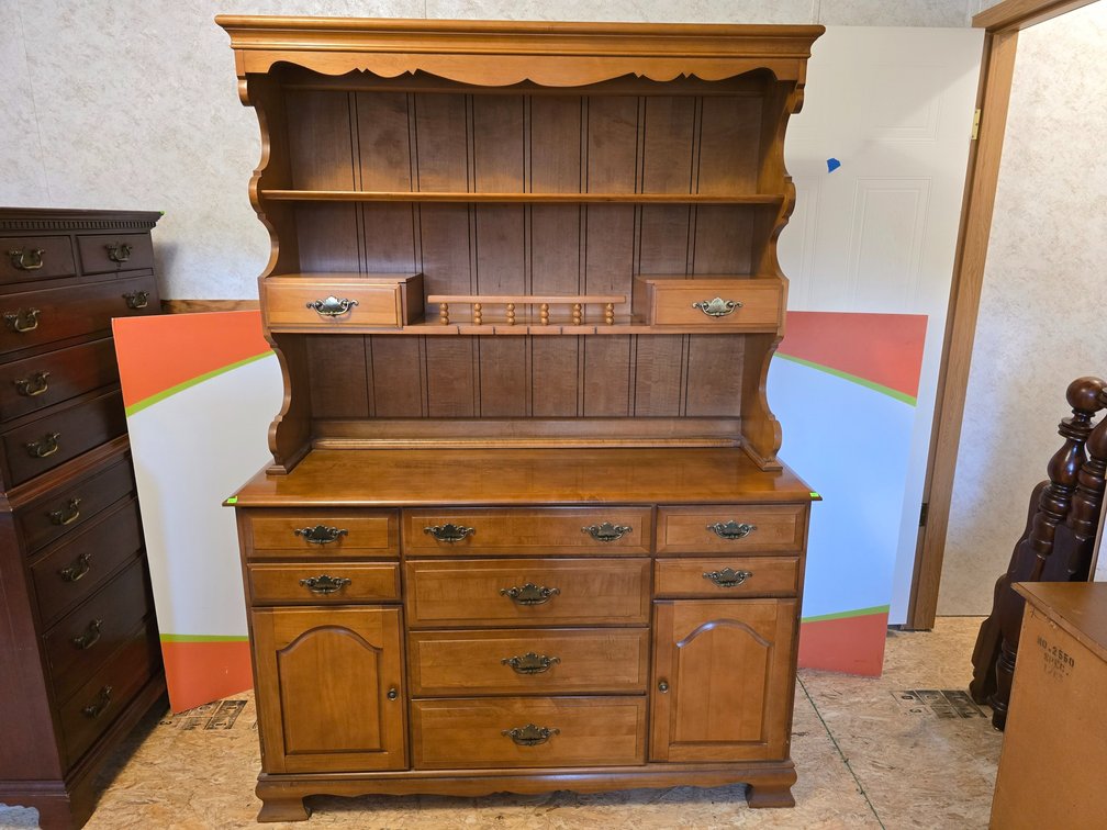 Maple Hutch - Measures 74.5" Tall x 53" Wide x 18.25" Deep