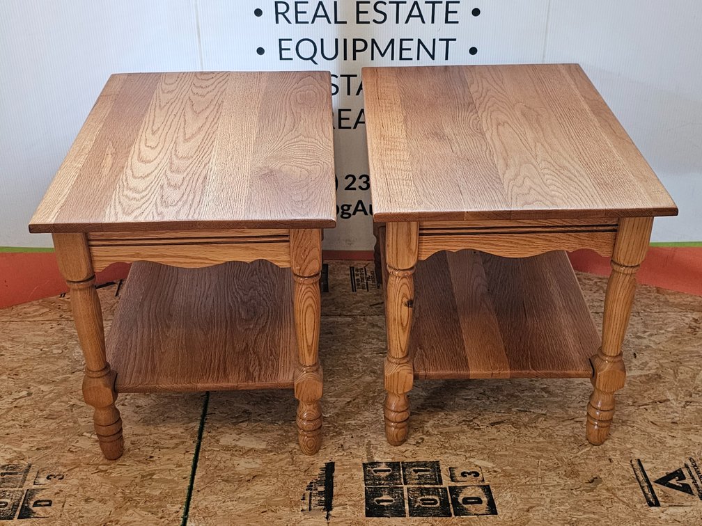 (2) Matching Oak Side Tables - Measures 22" Tall x 20" Wide x 28.5" Deep