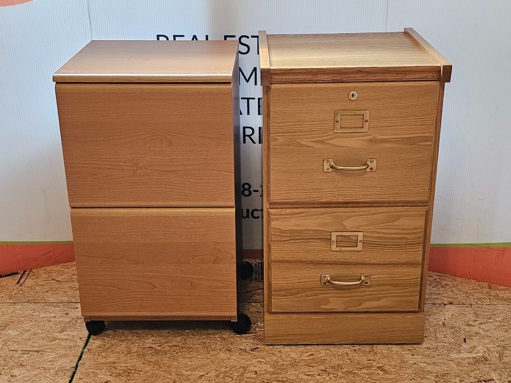 (2) Wooden Filing Cabinets - Measures 28" Tall x 16" Wide x 16.5" Deep