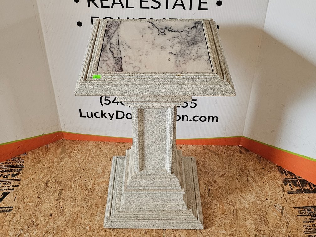 Marble Top Plant Stand/ Accent Table - Measures 26" Tall x 16.5" Wide x 16.5" Deep