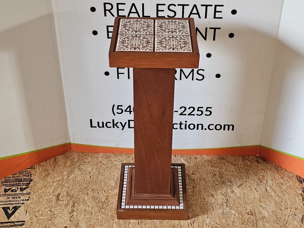 Tile Top Plant Stand/ Accent Table - Measures 27.5" Tall x 10.5" Wide x 10.5" Deep
