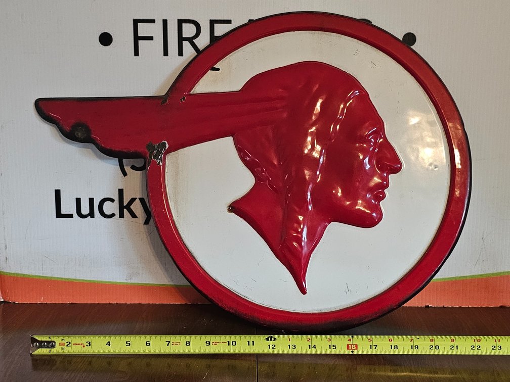 Pontiac Porcelain Advertising Sign - Measures 21" Wide