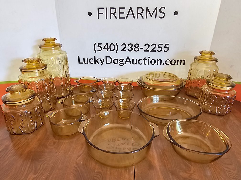 Vintage Forte Crisa Amber-Colored Glassware - 21 Pieces Included 