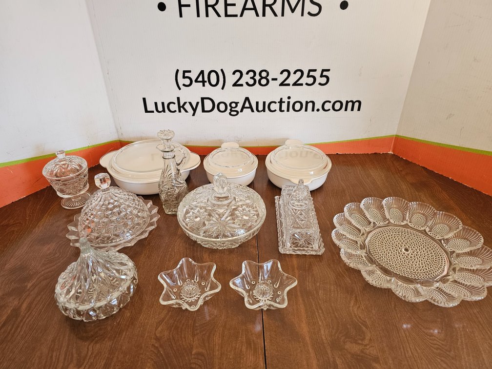 Vintage Corningware w/ Pyrex Lids - Candy Dishes - Deviled Egg Platter - 12 Pieces Included 