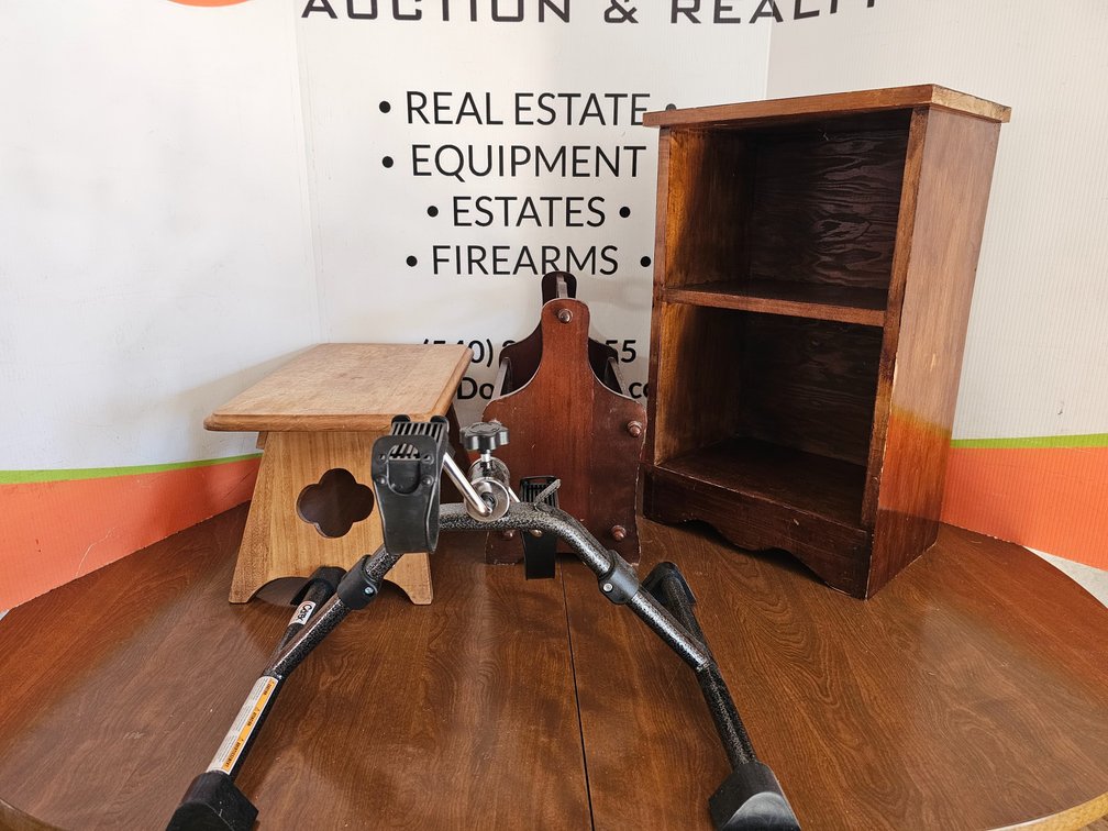 Bookshelf Measures 24.5" Tall - Wooden Stool - Exercise pedals - Magazine Holder