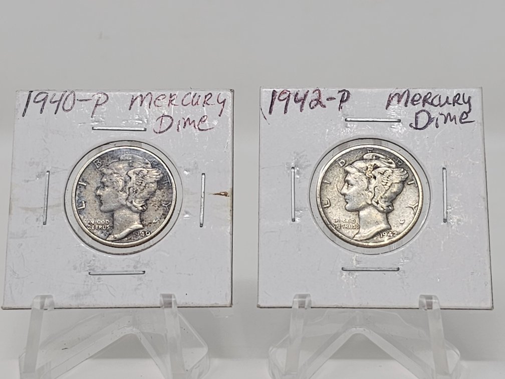 (2) Silver Mercury Dimes - 1940 / 1942