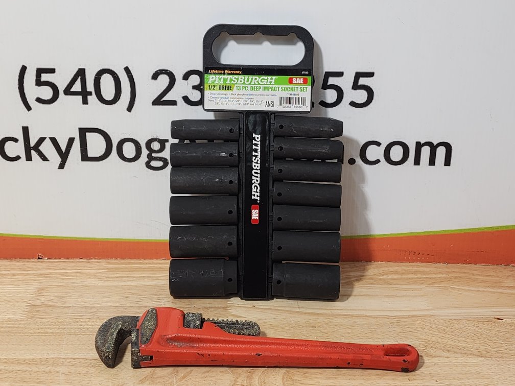 14" Steel Pipewrench - Pittsburgh 1/2" Drive SAE Impact Socket Set 