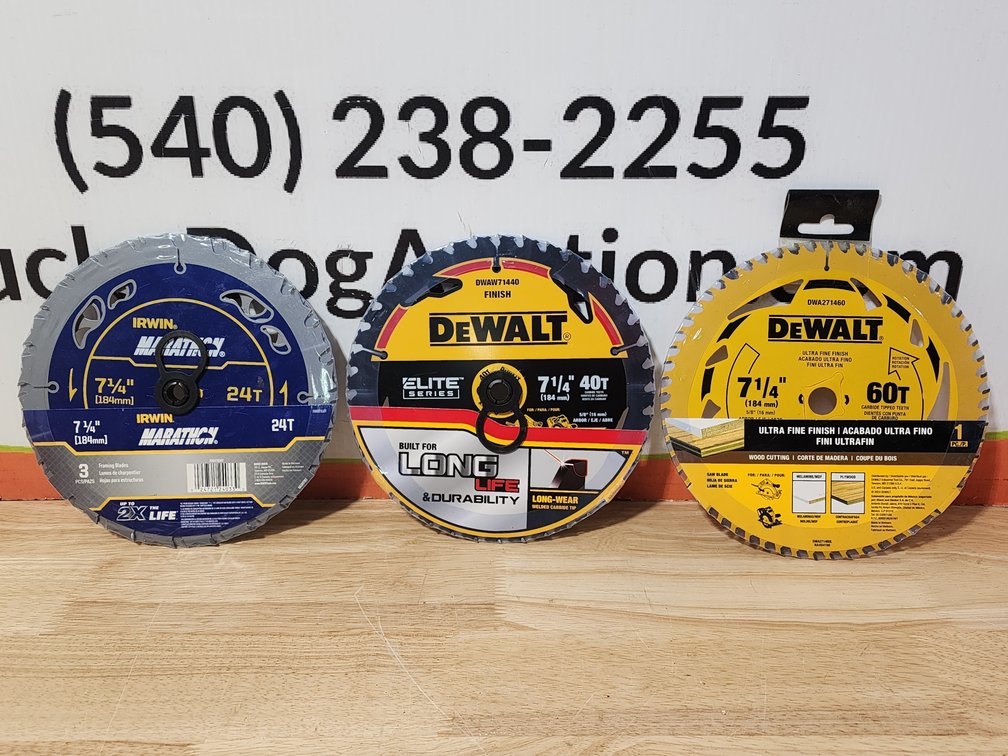 Dewalt 7.25" Ultra Fine Finish Wood Cutting Circular Saw Blade - Dewalt Elite Series 7.25" Circular Saw Blade - Irwin Marathon 7.25" (3) Pack Framing Blades 
