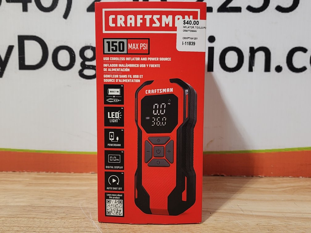 Craftsman 150 Max PSI USB Cordless Inflator and Power Source 
