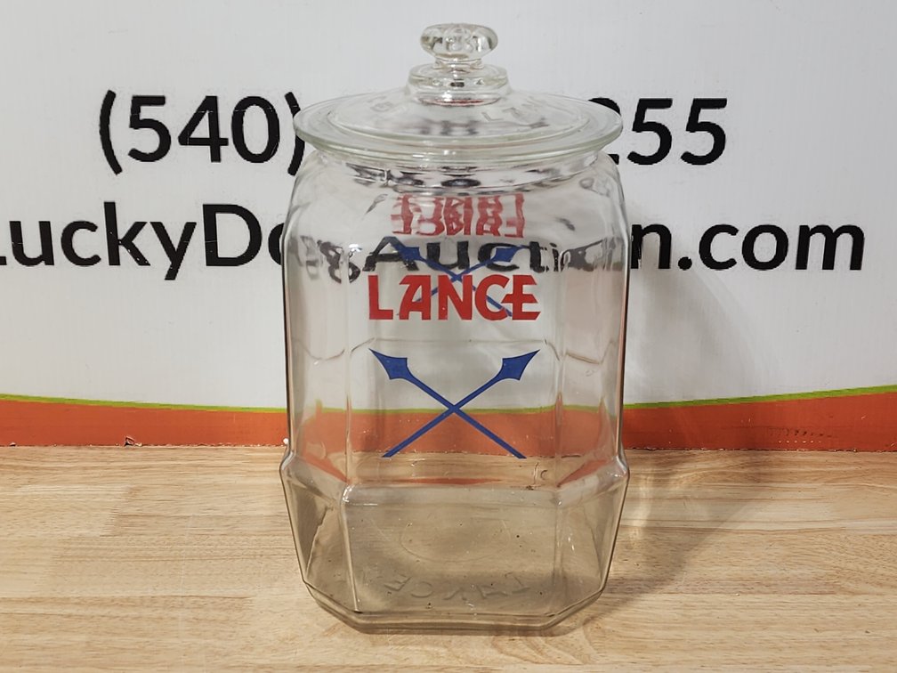 Glass Lance Jar w/ Glass Lance Lid Measures 12.75" Tall 