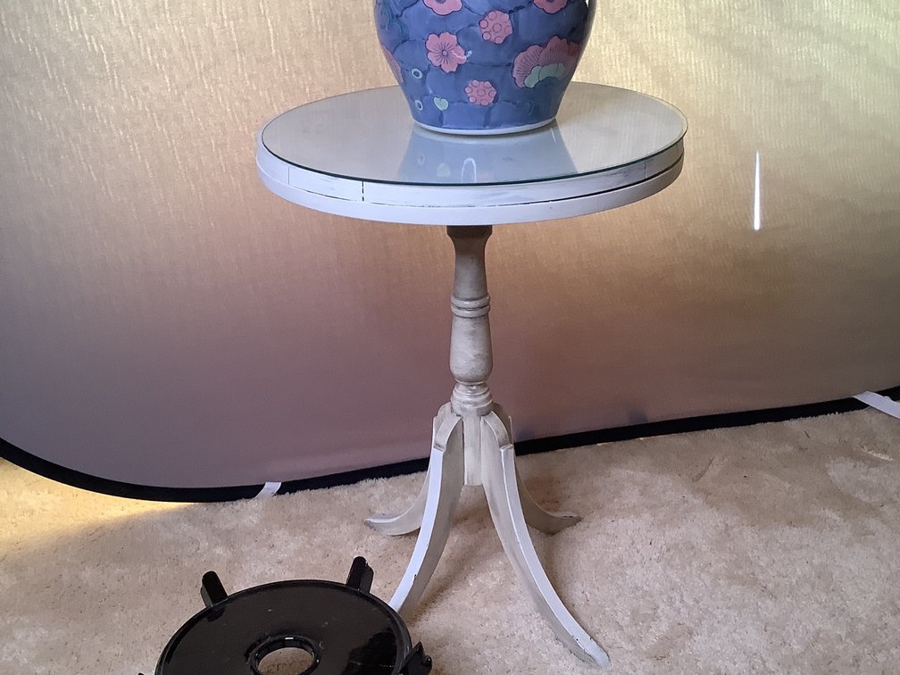 Round Side Table, Pot With Plant Stand