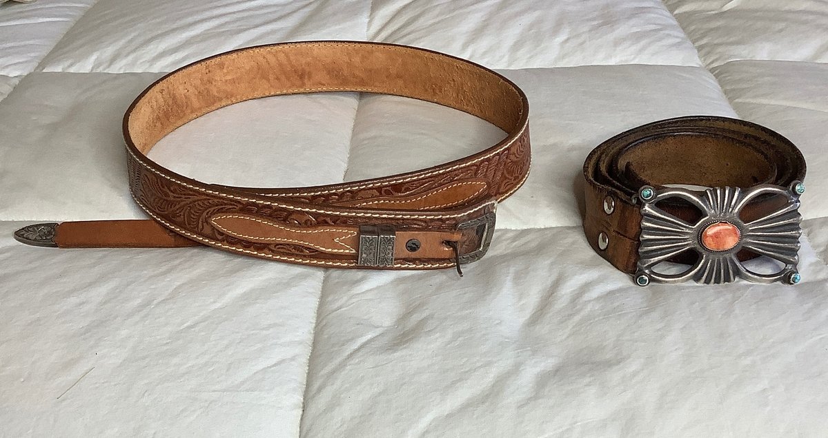 Western Belts With Turquoise & Sterling Silver Belt Buckles
