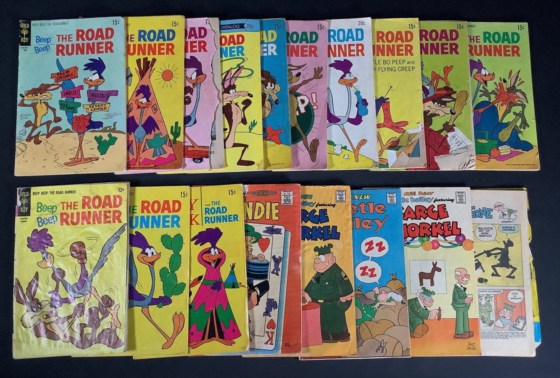 Vintage Gold Key and Whitman Beep Beep The Road Runner, Whitman Daffy Duck and The Roadrunner, 
Charlton Comics Blondie, Beetle Bailey Featuring Sarge Snorkel and Beetle Bailey 