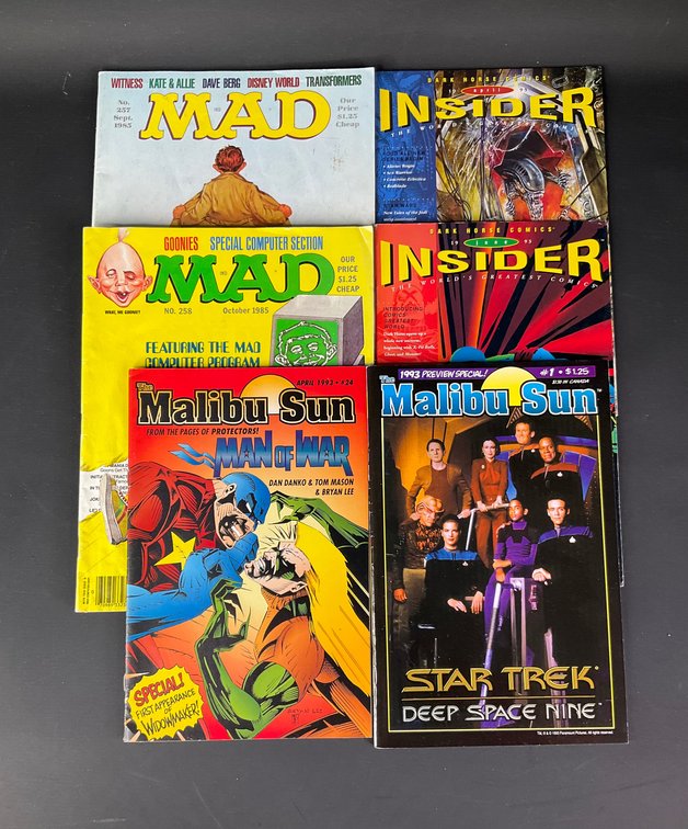 DC: MAD Magazine #257-258; Dark Horse: Insider Vol. 2 #16, 18; Malibu Comics: The Malibu Sun #1, 24