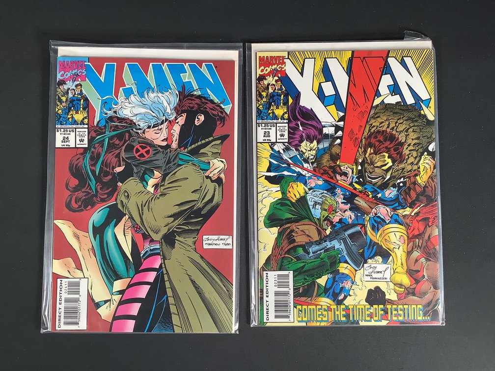 Marvel: X-Men No. 23 and 24 Classic Gambit and Rogue kiss cover