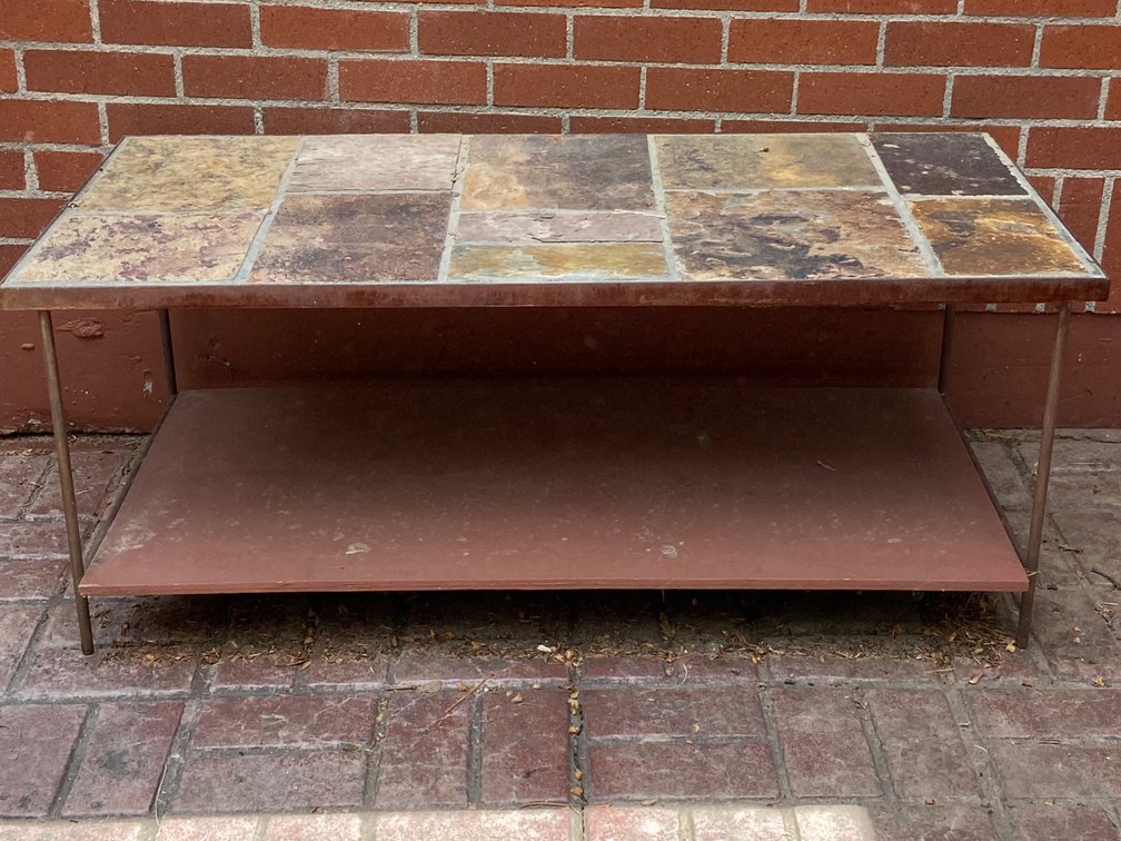 Stone Tile & Wrought Iron Table