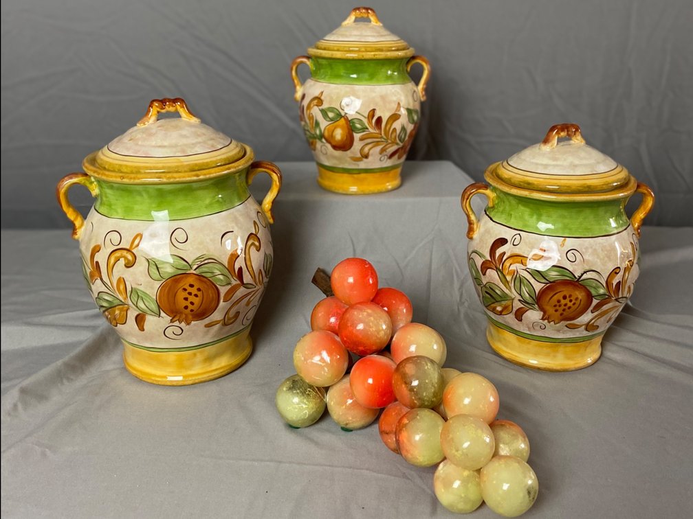 Kitchen Canisters & Colorful Glass Grapes