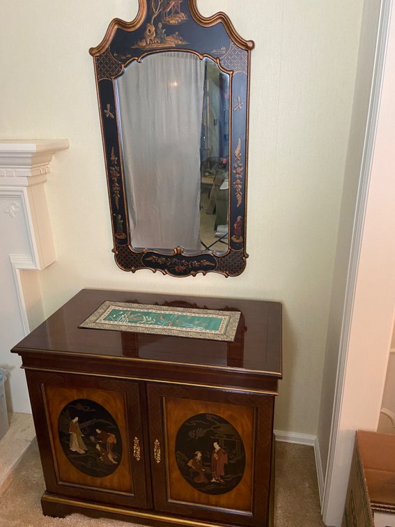 Drexel Asian Style Cabinet and Gorgeous Mirror