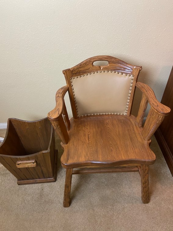 Ranch Oak Chair & Wooden Basket