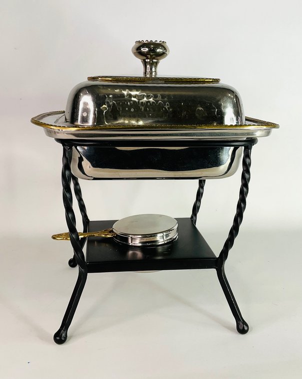 Vintage Gold & Silver Toned Chafing Dish