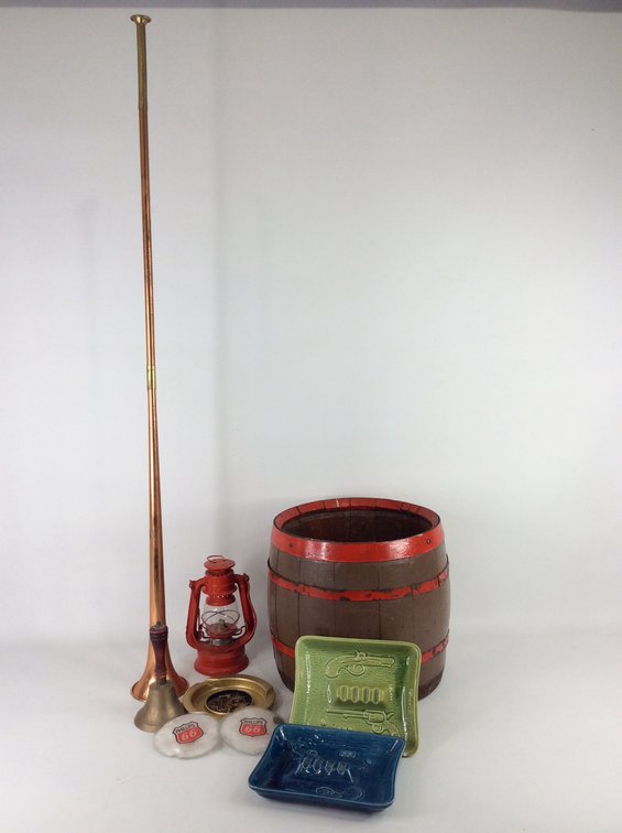 Vintage Barrel, Ashtrays, Oil Lantern and More 