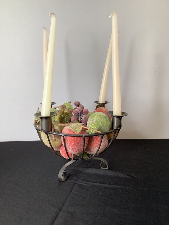 Candelabra Faux Fruit Basket
