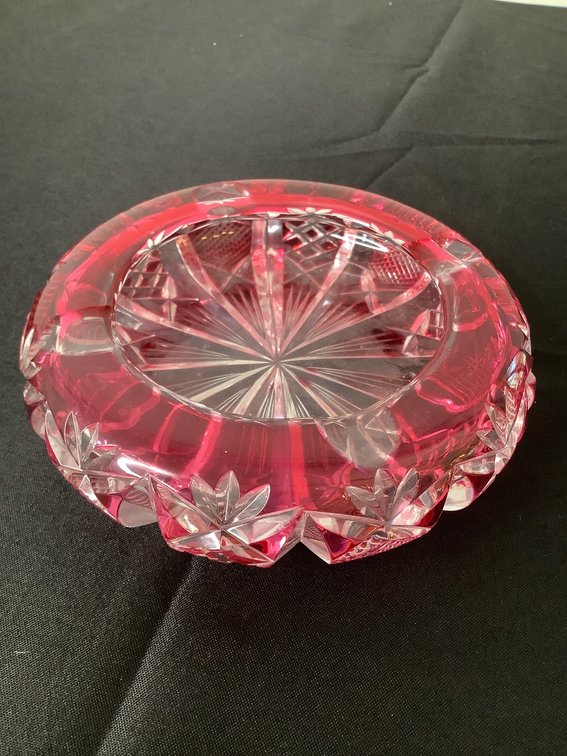 Ruby Red Lead Crystal Ashtray