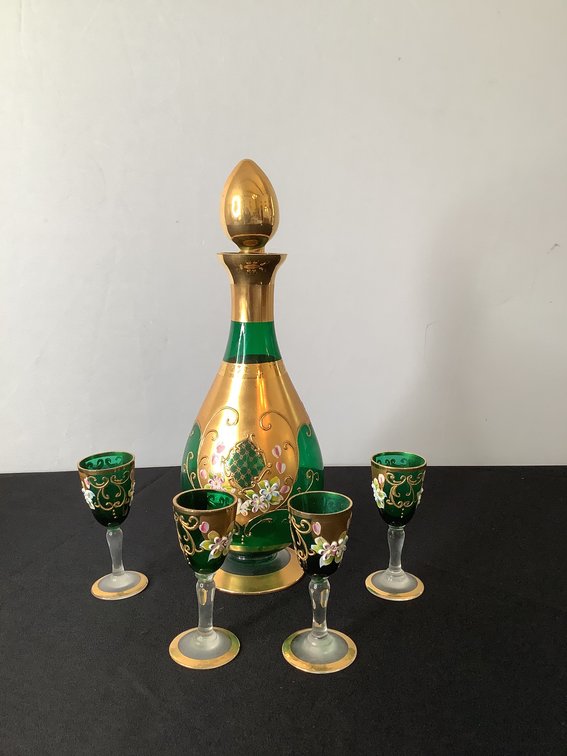 Italian Venetian Decanter and Cordial Glasses