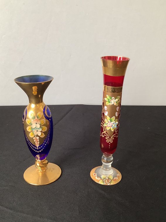 Red and Blue Glass  Vase