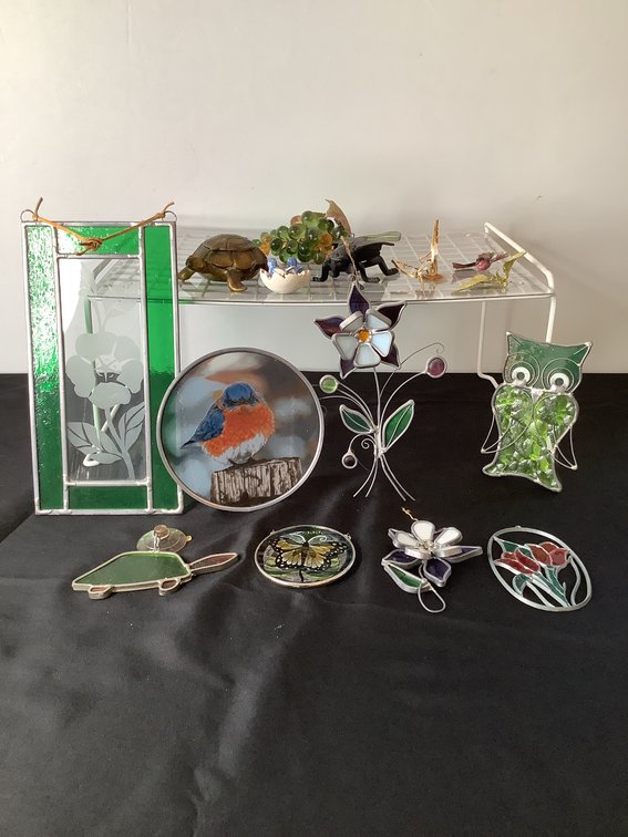 Stained Glass Items, Brass Turtle Ashtray and More