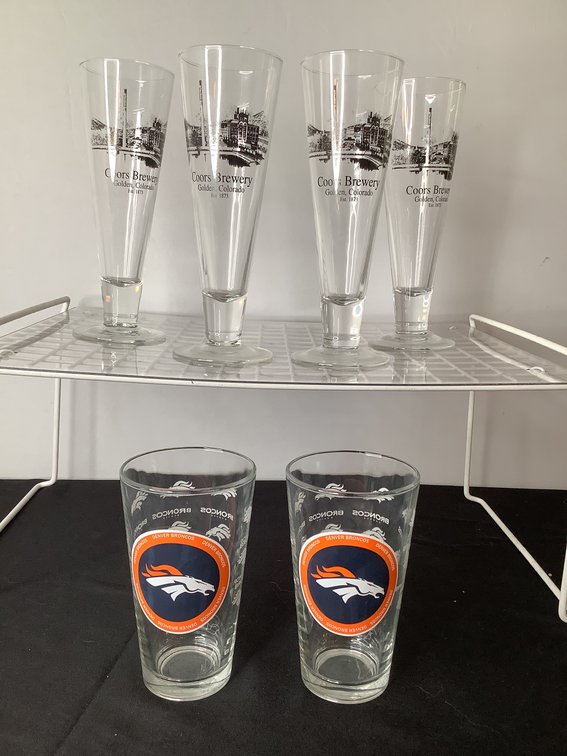 Coors Brewery and Broncos Glassware
