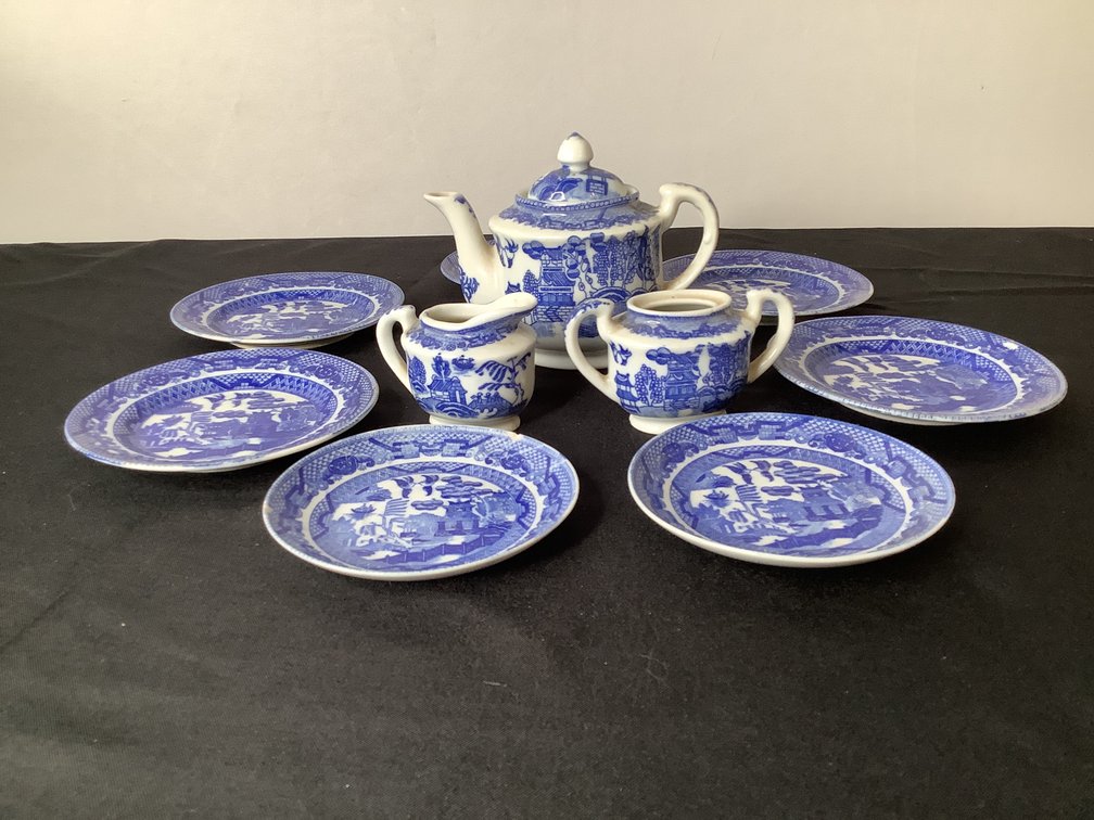 Transferware Child Size Tea Set and Plates